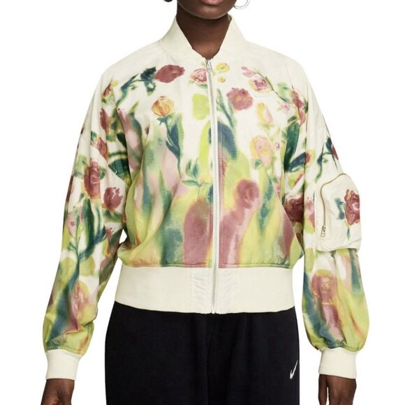 Nike Bomber Jacket Sz XL Womens Sportswear Artist Collection Sail Multicolor - Picture 2 of 14